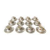 Service of 12 porcelain coffee cups, Raynaud, Limoges, 1950s.