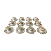Service de 12 tasses à café en porcelaine Raynaud, Limoges, années 50.
