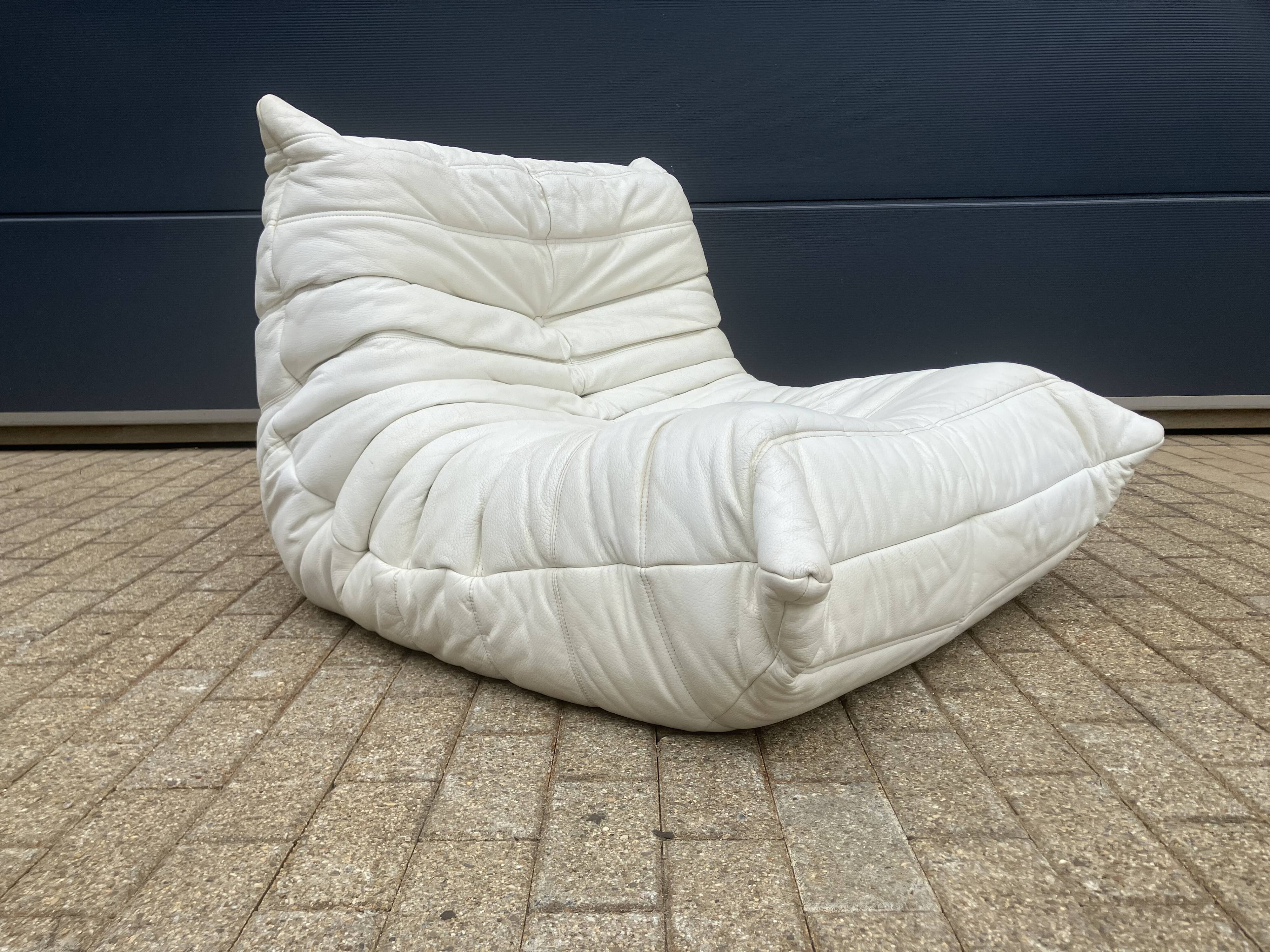 100% authentic Ligne Roset Togo 1-seater light beige leather '87