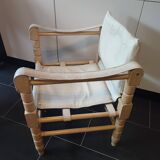 White leather safari armchair