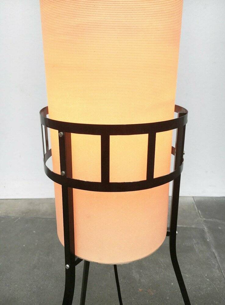 Mid-century tripod rocket floor lamp from the GDR of East Germany by Leuchtenbau Saller, 1960s.