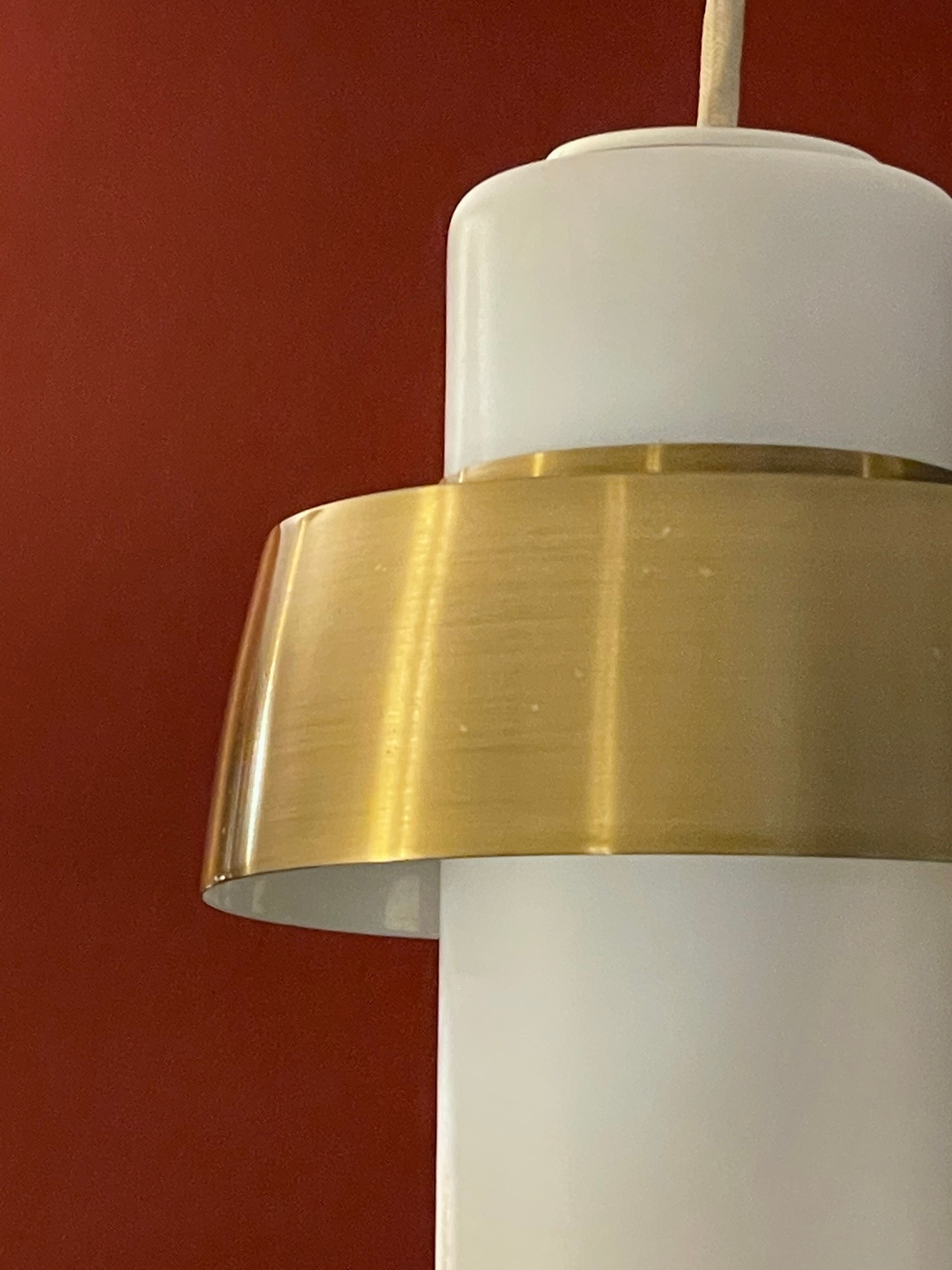 Opal & Brass hanging lamp MidCentury by Doria, 1960s