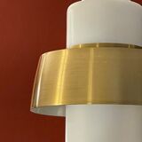 Opal & Brass hanging lamp MidCentury by Doria, 1960s