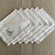 Ensemble de 6 serviettes anciennes brodées "les feuilles" blanc - coton - 42X52 cm