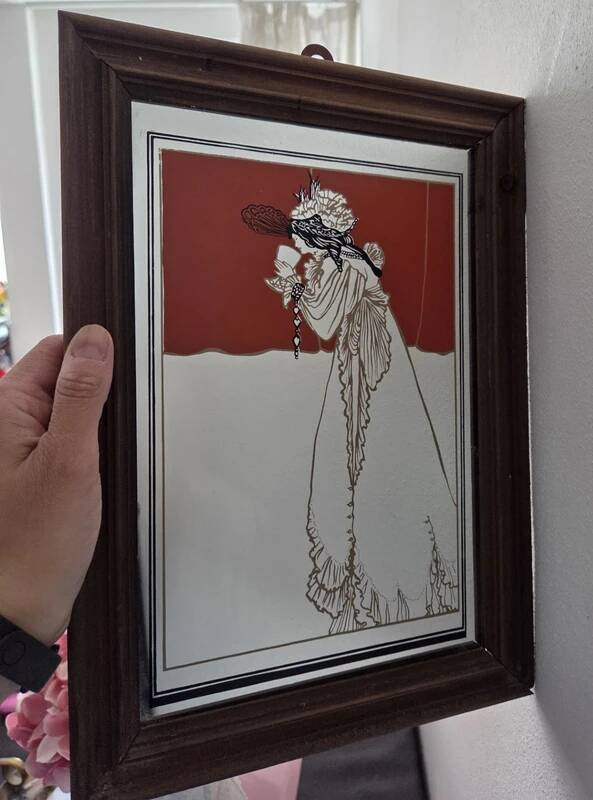 Isolde by Aubrey Beardsley beautiful art nouveau framed vintage mirror