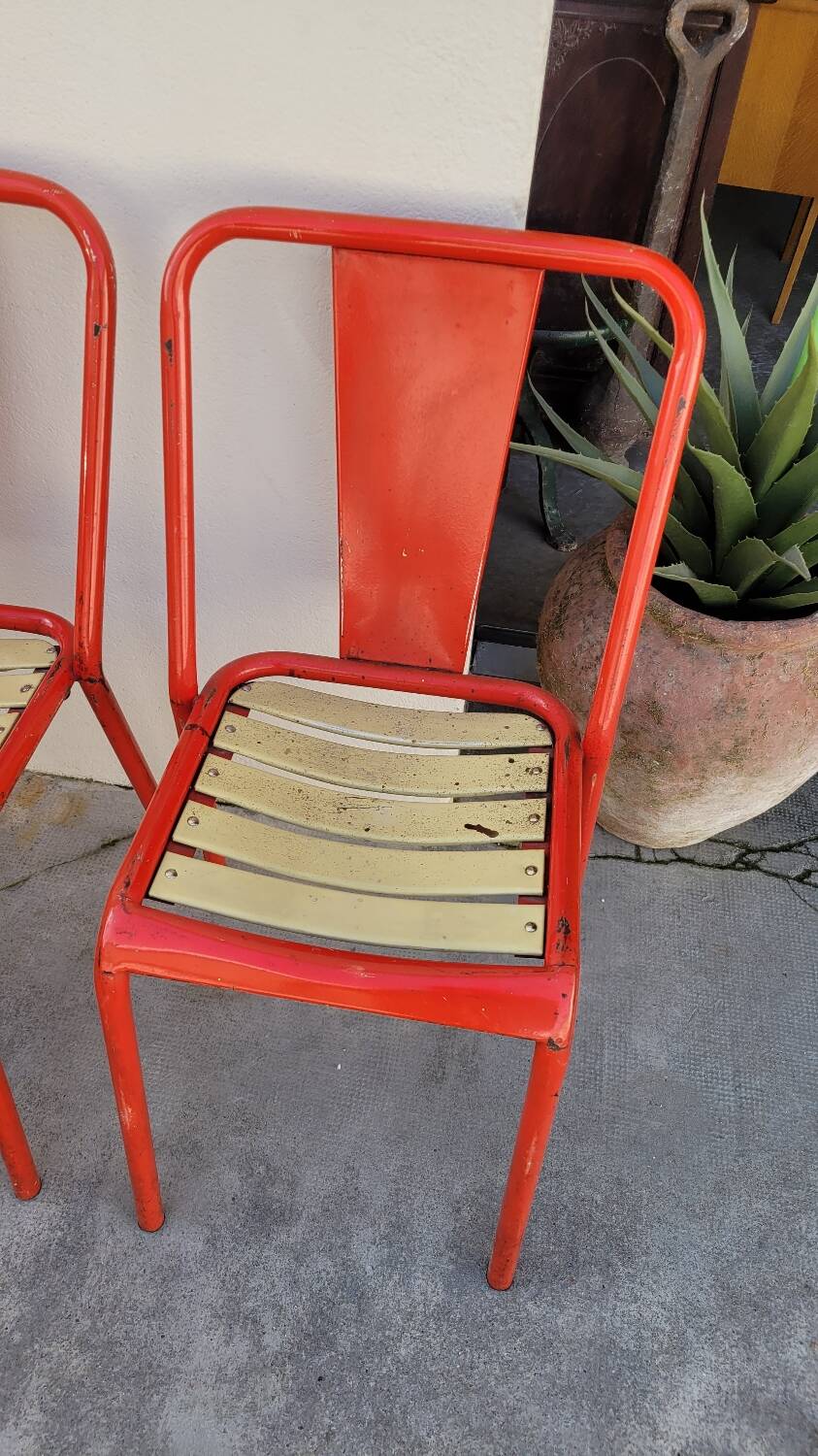 Set of 12 Tolix bistro chairs by Xavier Pauchard model T4 - 1950s