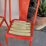 Series of 12 Tolix bistro chairs by Xavier Pauchard model T4 - 1950s