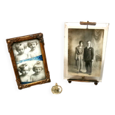 3 old vintage Photo Frames. Pendant , Beveled glass , gilded metal