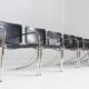 Giotto Stoppino black leather and chrome vintage dining chairs model Jot