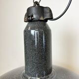 Large Industrial Grey Enamel Factory Lamp with Cast Iron Top, 1960s