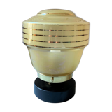 Lampe à poser vintage globe nacré jaune