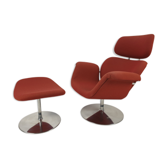 Big Tulip armchair with ottoman by Pierre Paulin for Artifort, 1980's