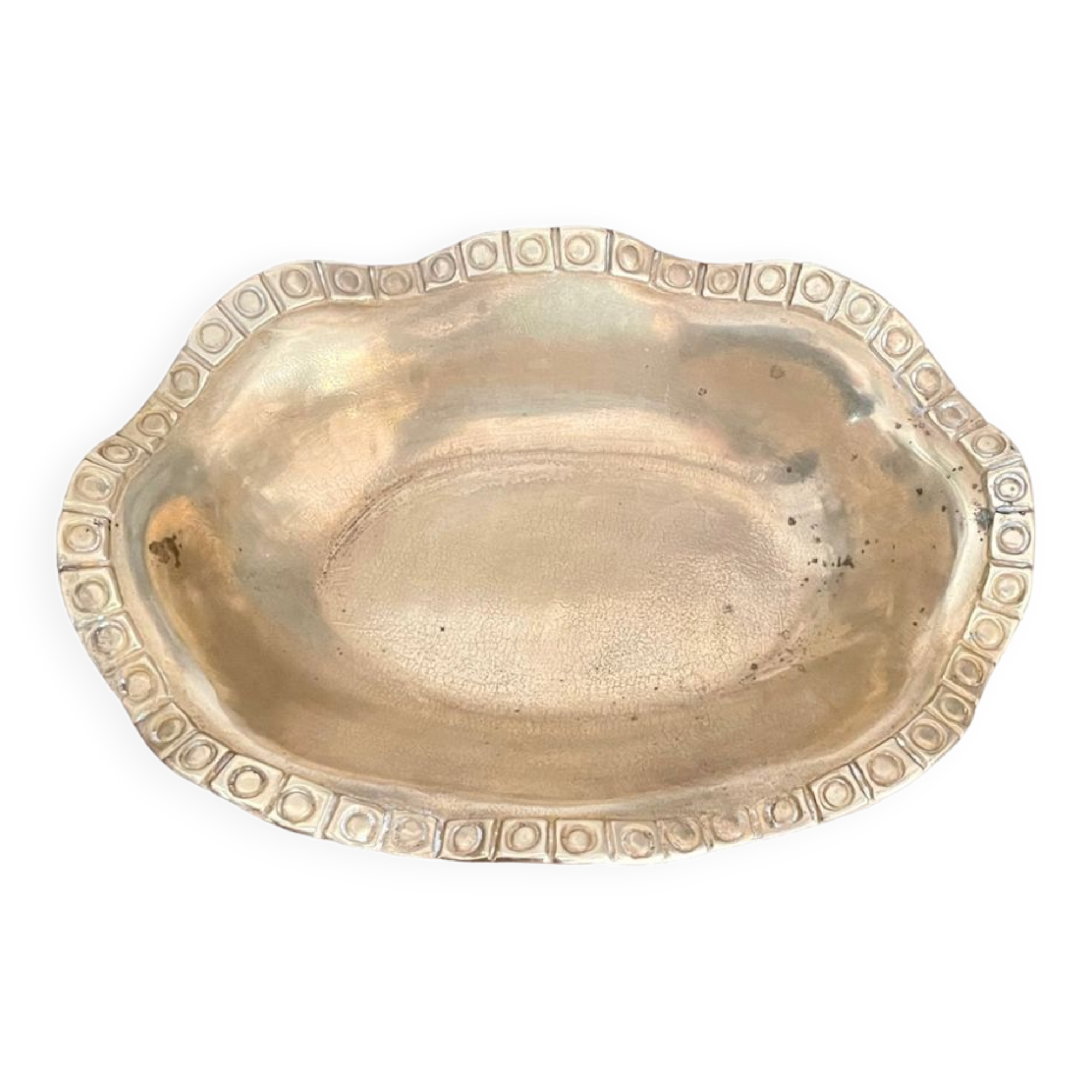 Vintage brass basket tray