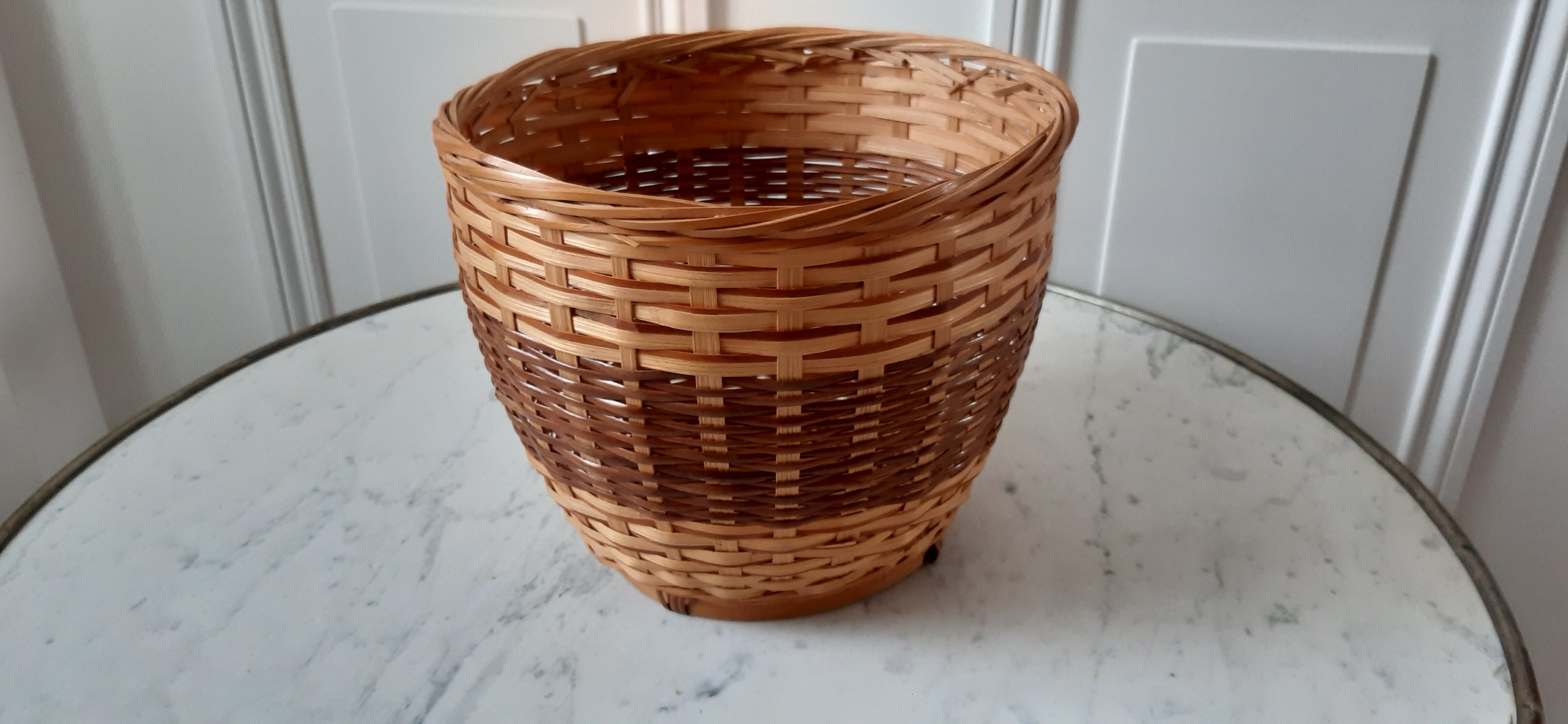 Wicker pot cover / vintage rattan 70s
