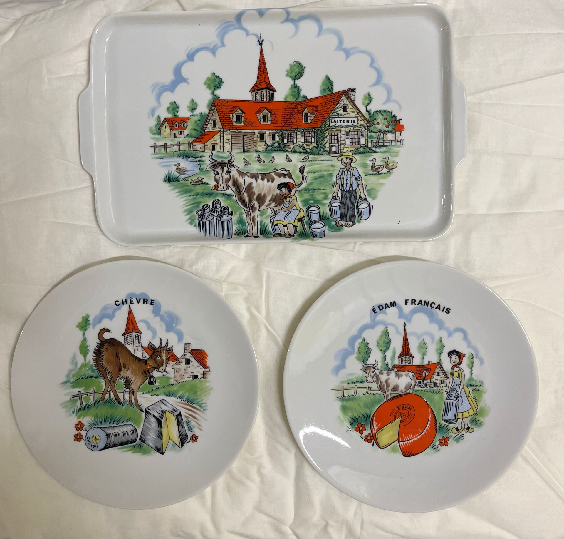 Lot of a platter and 2 cheese plates - FD Chauvigny