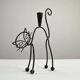 Black Painted Metal Cat Candle Holder by Gunnar Ander for Ystad-Metall, Sweden, 1950s–60s