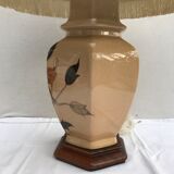 Former ceramic potiche lamp base wood - abat-day vintage beige fabric
