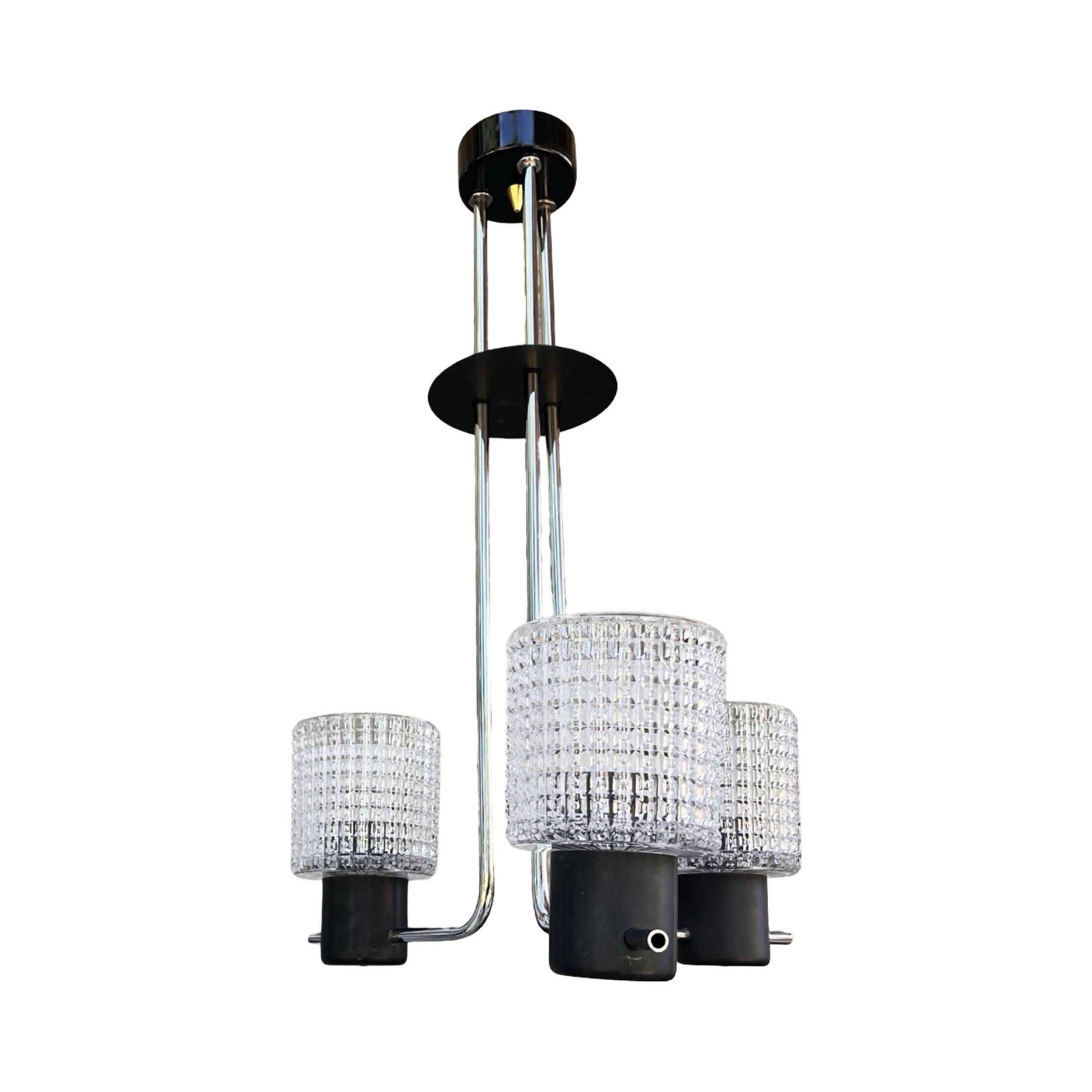 Elektroinstala Jílové pendant lamp, Czechoslovakia, 1970s, embossed glass