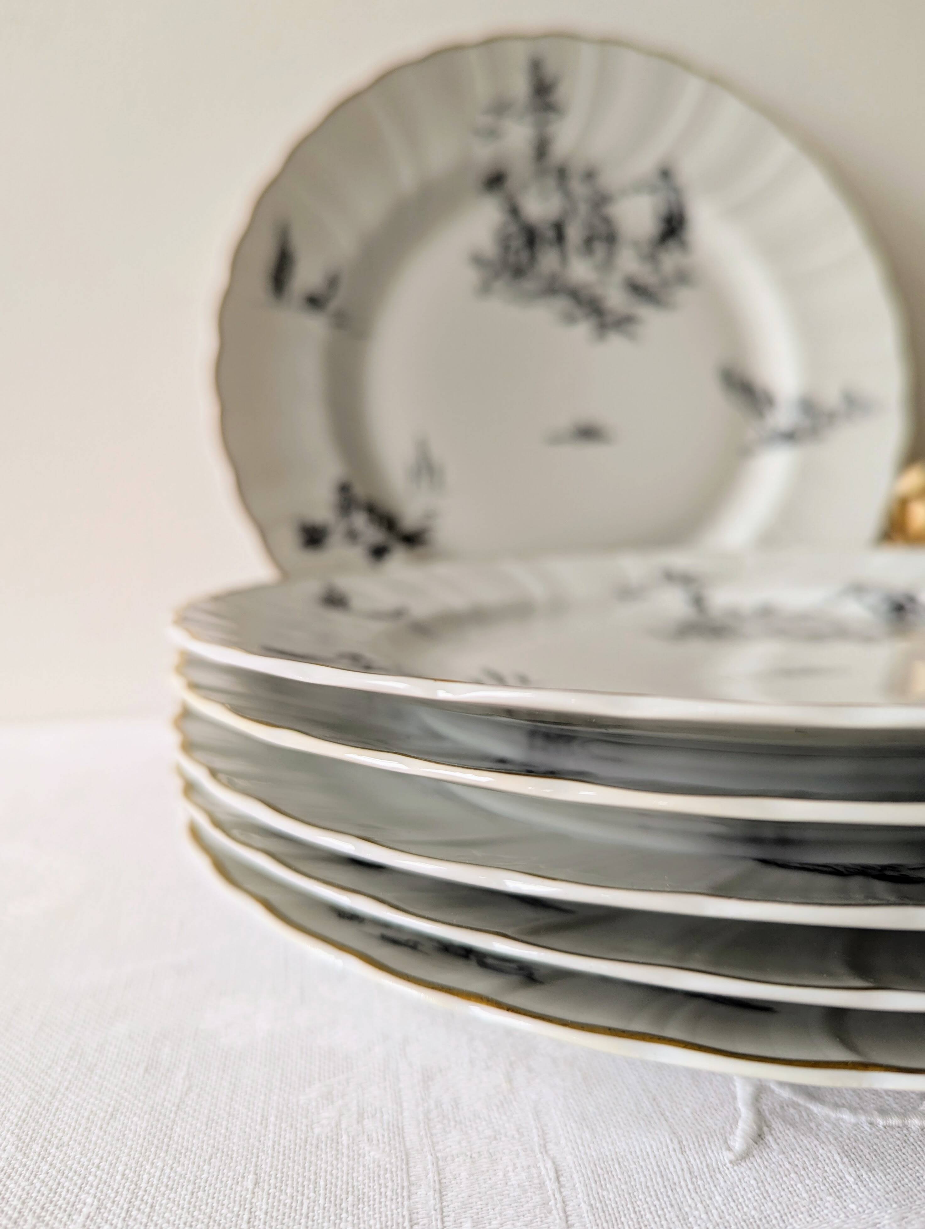 6 flat plates Bernardaud Limoges model Marie Antoinette