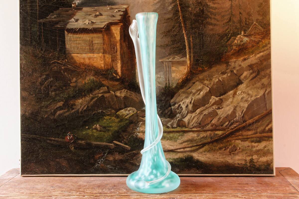 Murano blown glass vase, snake