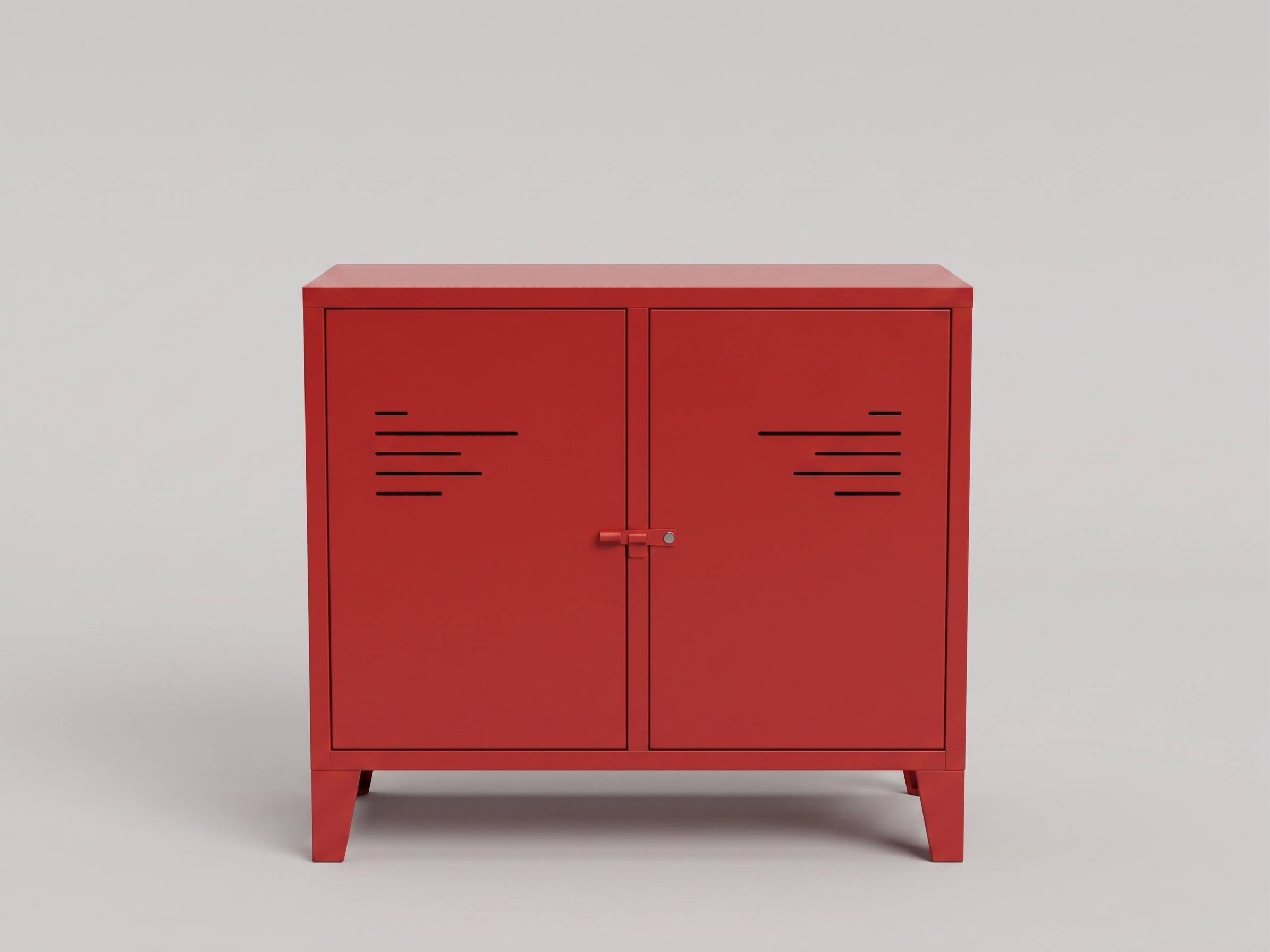 Mobilier en métal rouge de style industriel