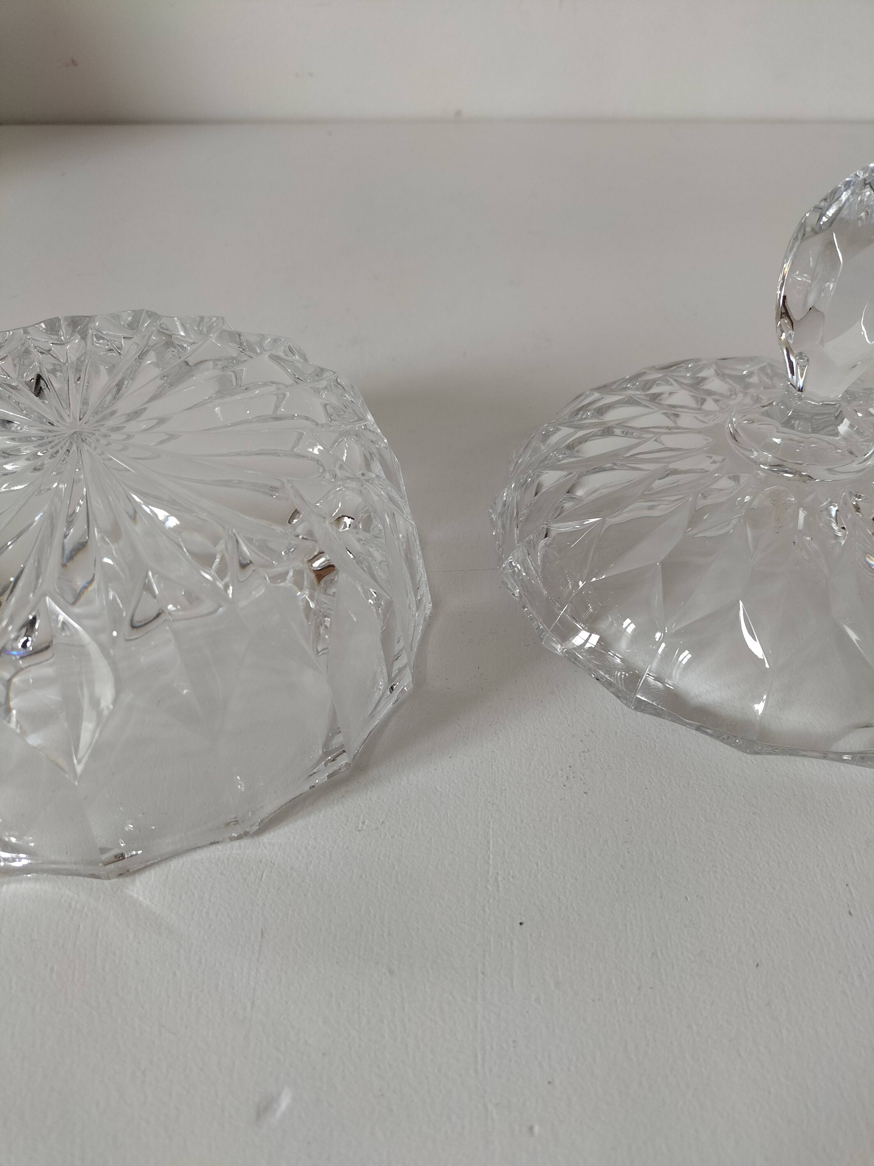 Large vintage pressed glass candy box – diamond pattern