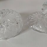 Large vintage pressed glass candy box – diamond pattern