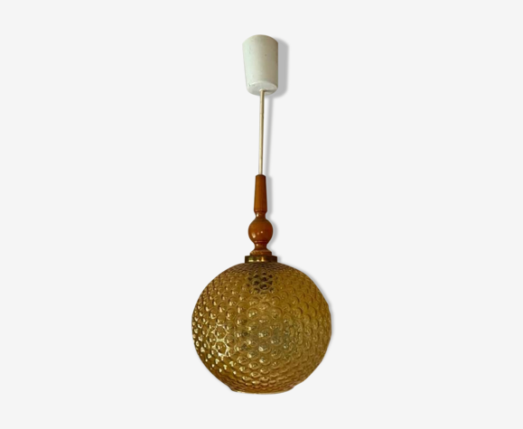 Suspension boule verre fumée de 1970