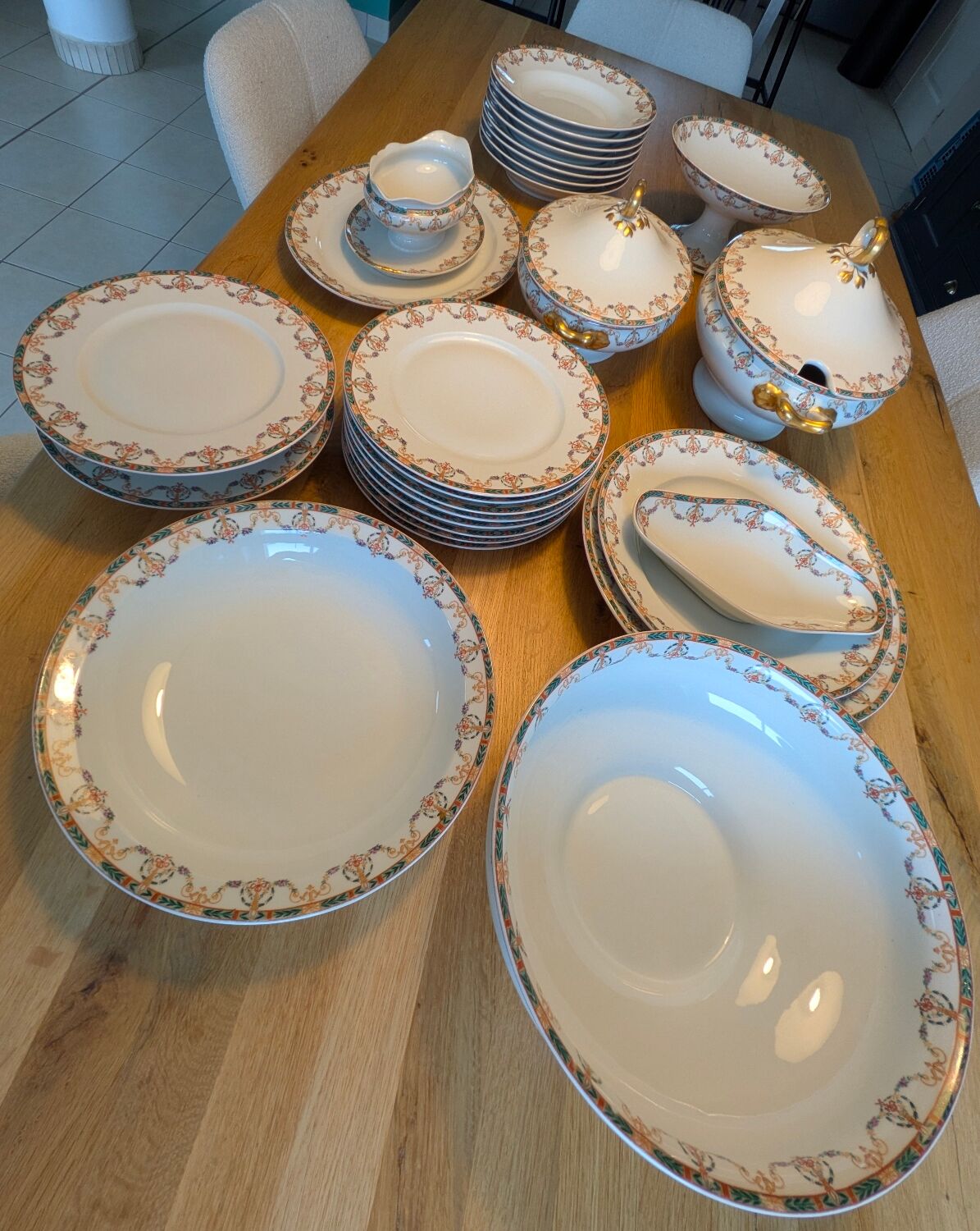 Complete Table Service Limoges William Guérin & Co - 20th Century Porcelain