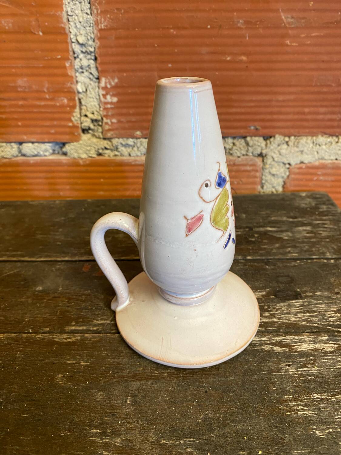 Old Lamp Base White Ceramic Soliflore Vintage Flower Decor