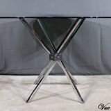 Small Mikado Table in Glass and Chromed Metal – 1970s