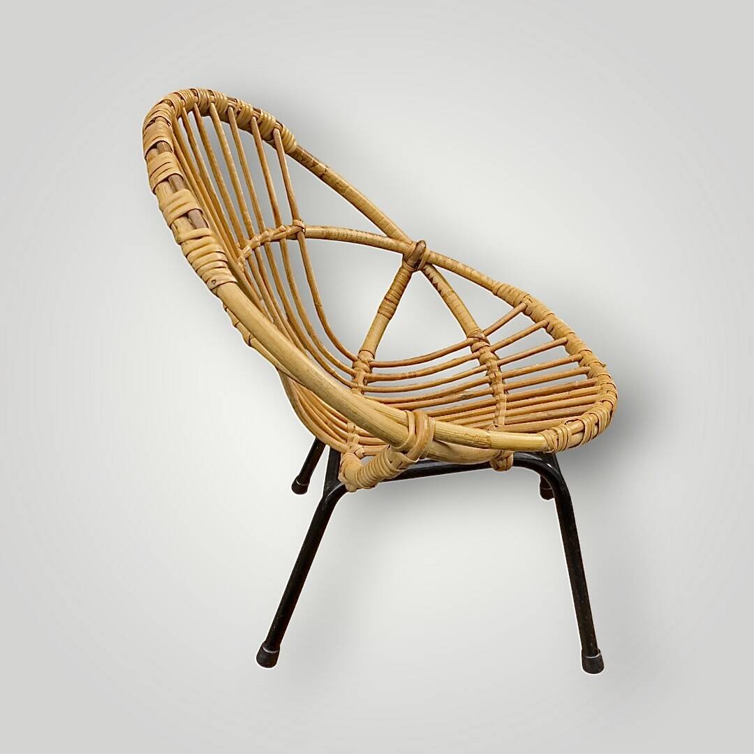 Vintage bamboo and rattan children's armchair