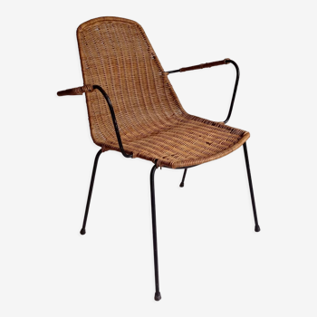 Wicker chair with Campo and Graffi armrests from the 60s.