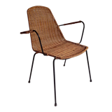 Wicker chair with Campo and Graffi armrests from the 60s.