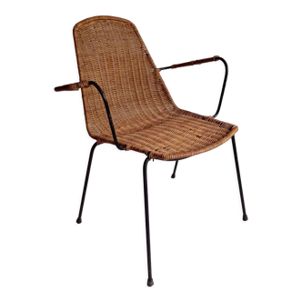 Wicker chair with Campo and Graffi armrests from the 60s.