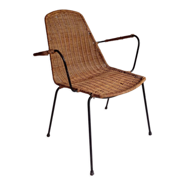 Wicker chair with Campo and Graffi armrests from the 60s.