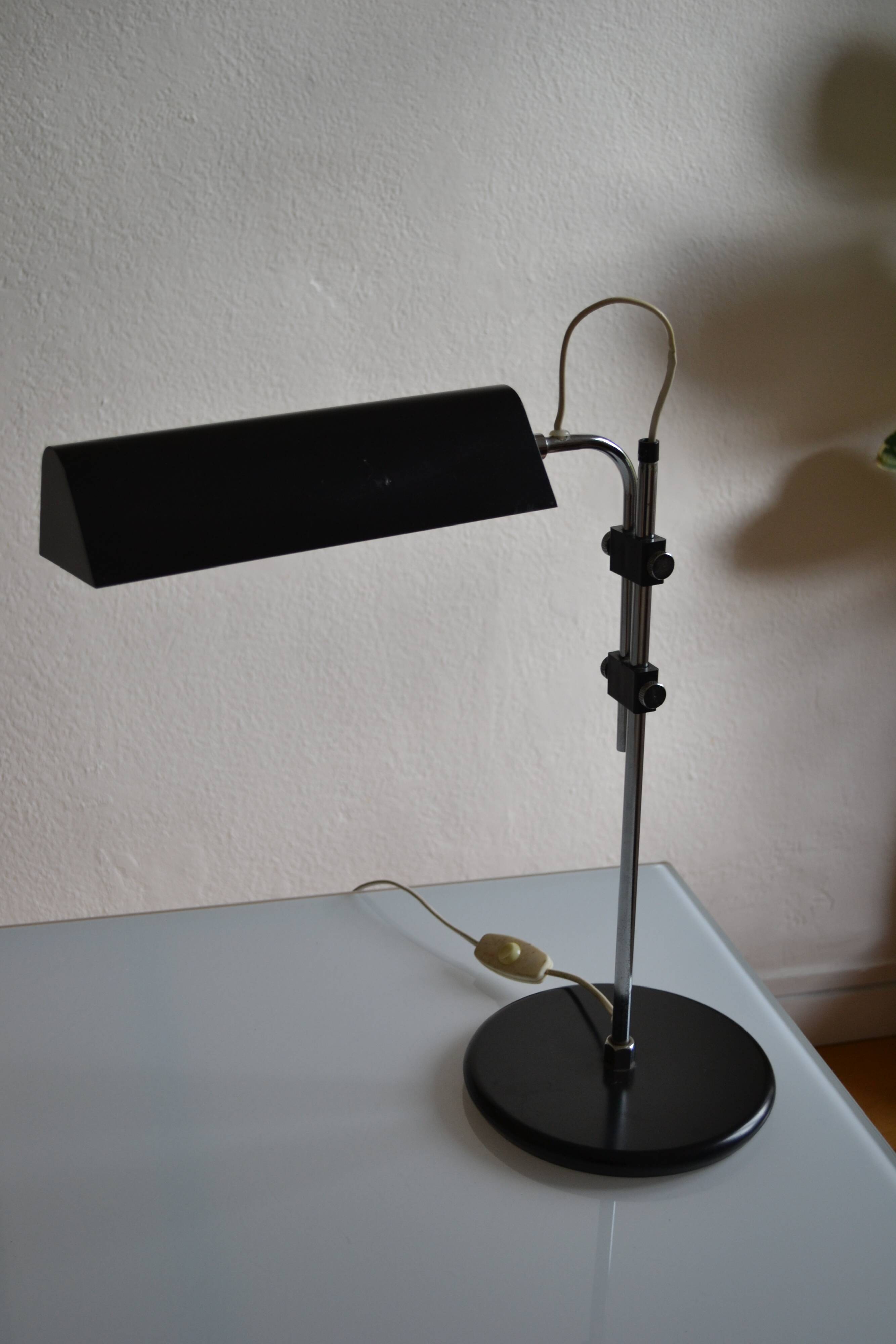 Vintage black modernist table lamp 50 1950 Bauhaus