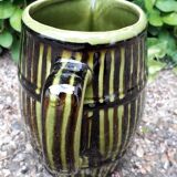 Green and brown ceramic jug