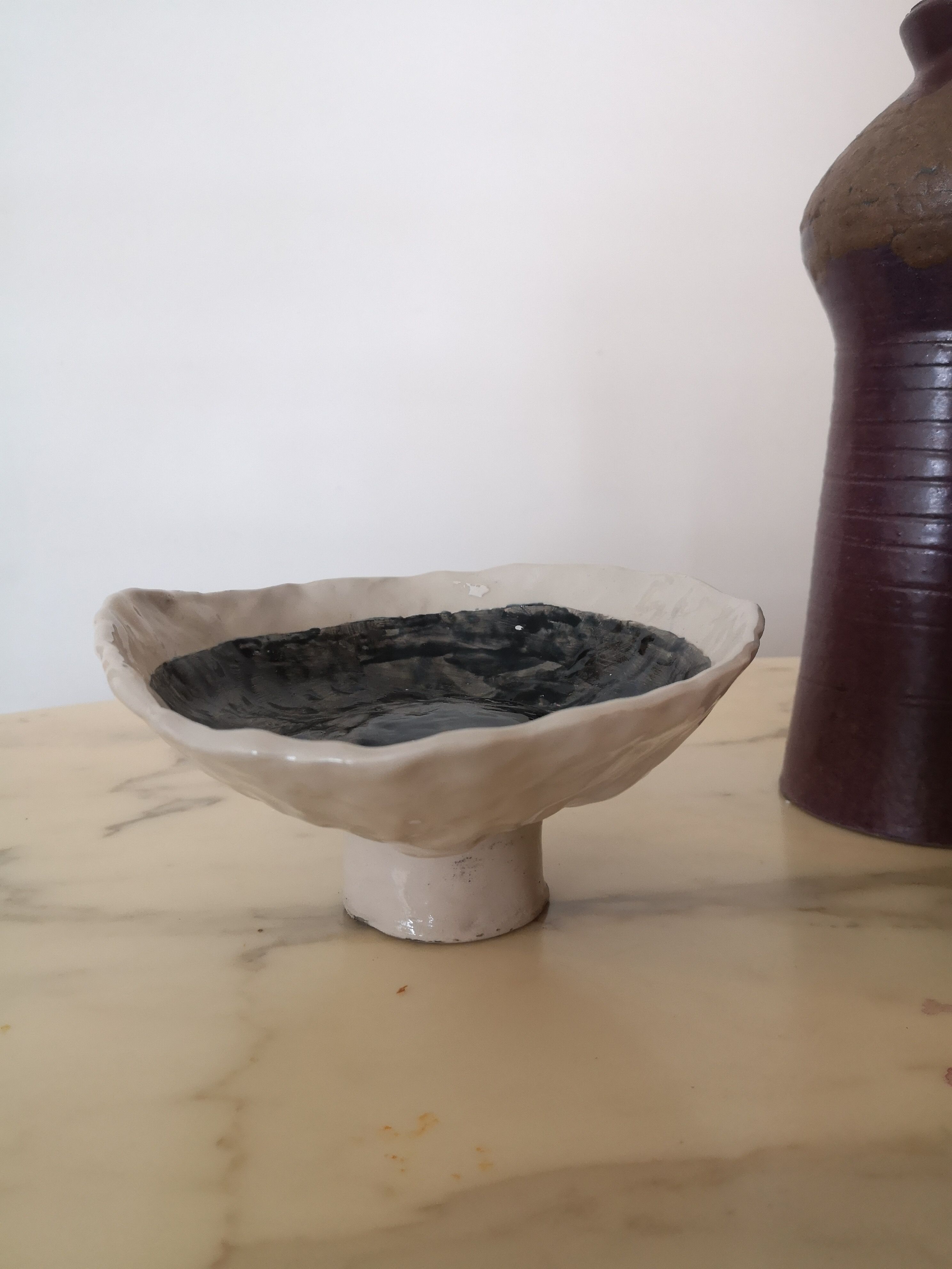 Trinket bowl in enamelled ceramic, handmade