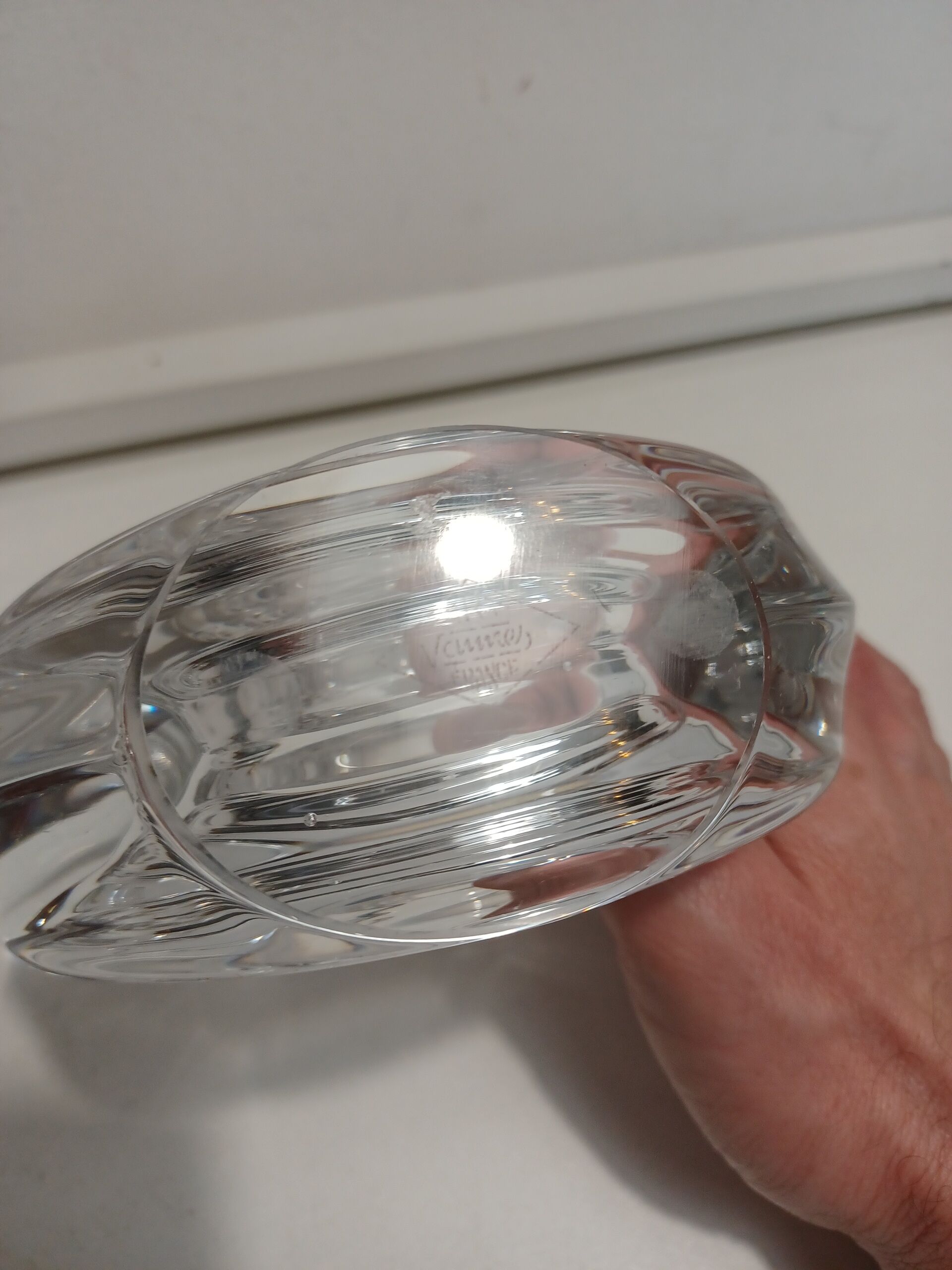 Pair of crystal candle holders from Vannes Le Chatel