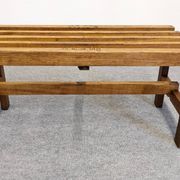 Wooden slatted display bench or support, France circa 1960.