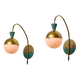Paire d'appliques italiennes en laiton des années 1950 attribuées à Stilnovo avec verre opalin