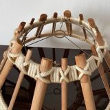 Large wooden and rope pendant light
