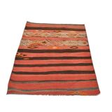 Turkish Red & Brown Striped Vintage Kilim Rug, 87x127Cm