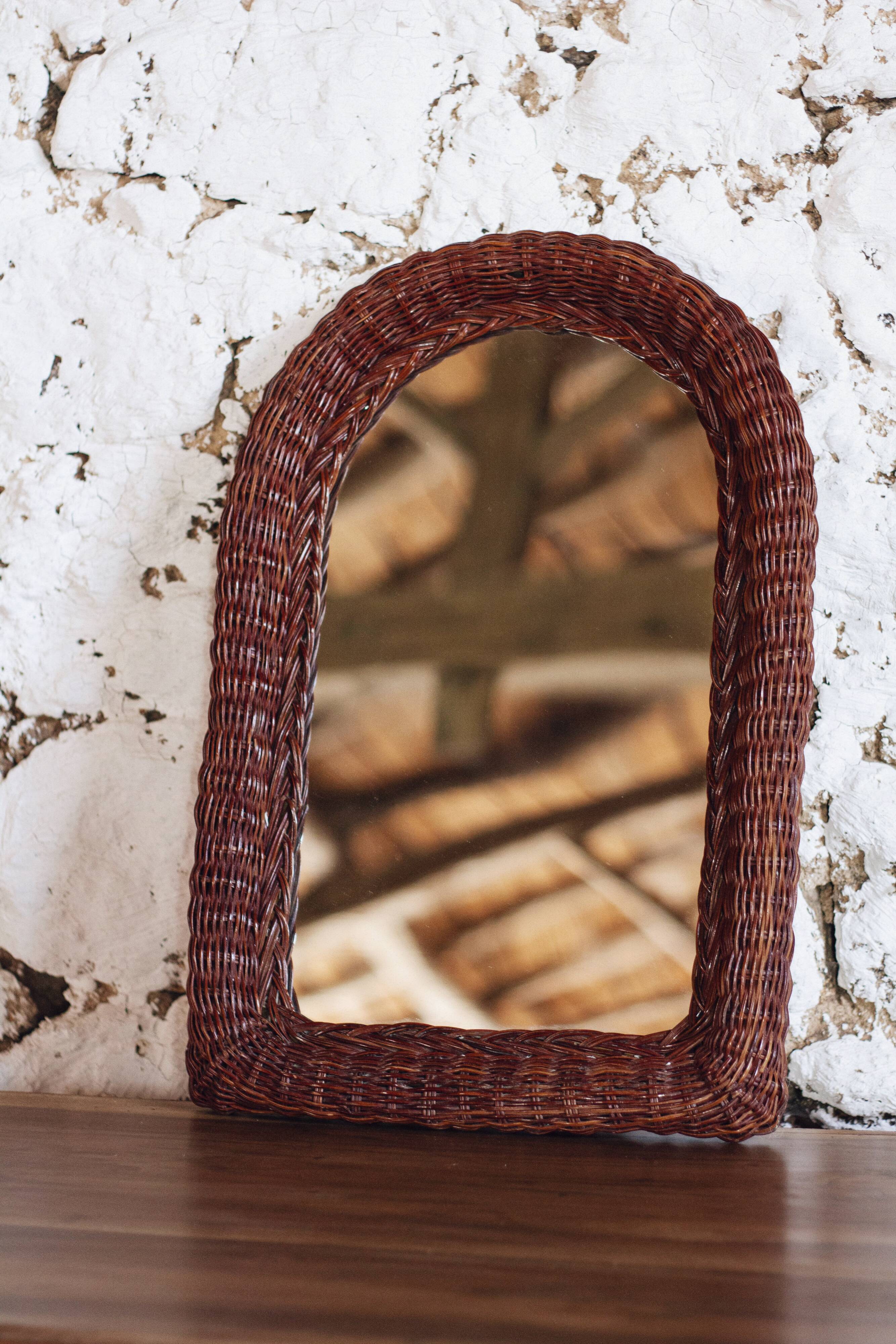 Spanish wicker mirror, 1960