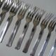 Old box 12 dessert forks in silver metal