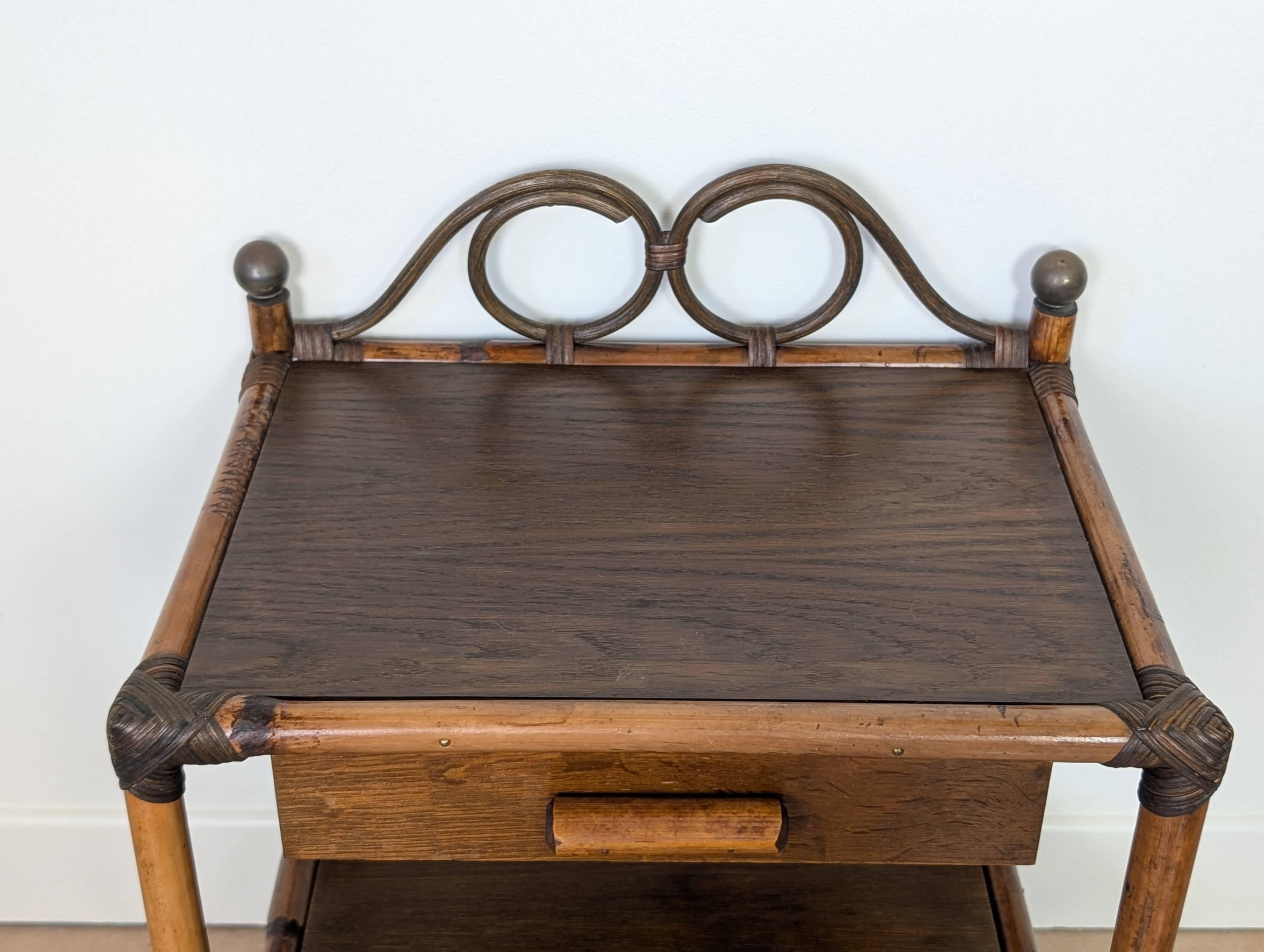 Pair of rattan bedside tables