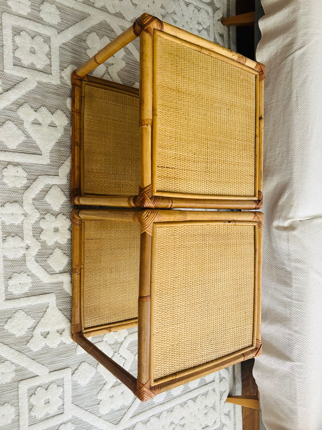 Set of two rattan bedside or side tables