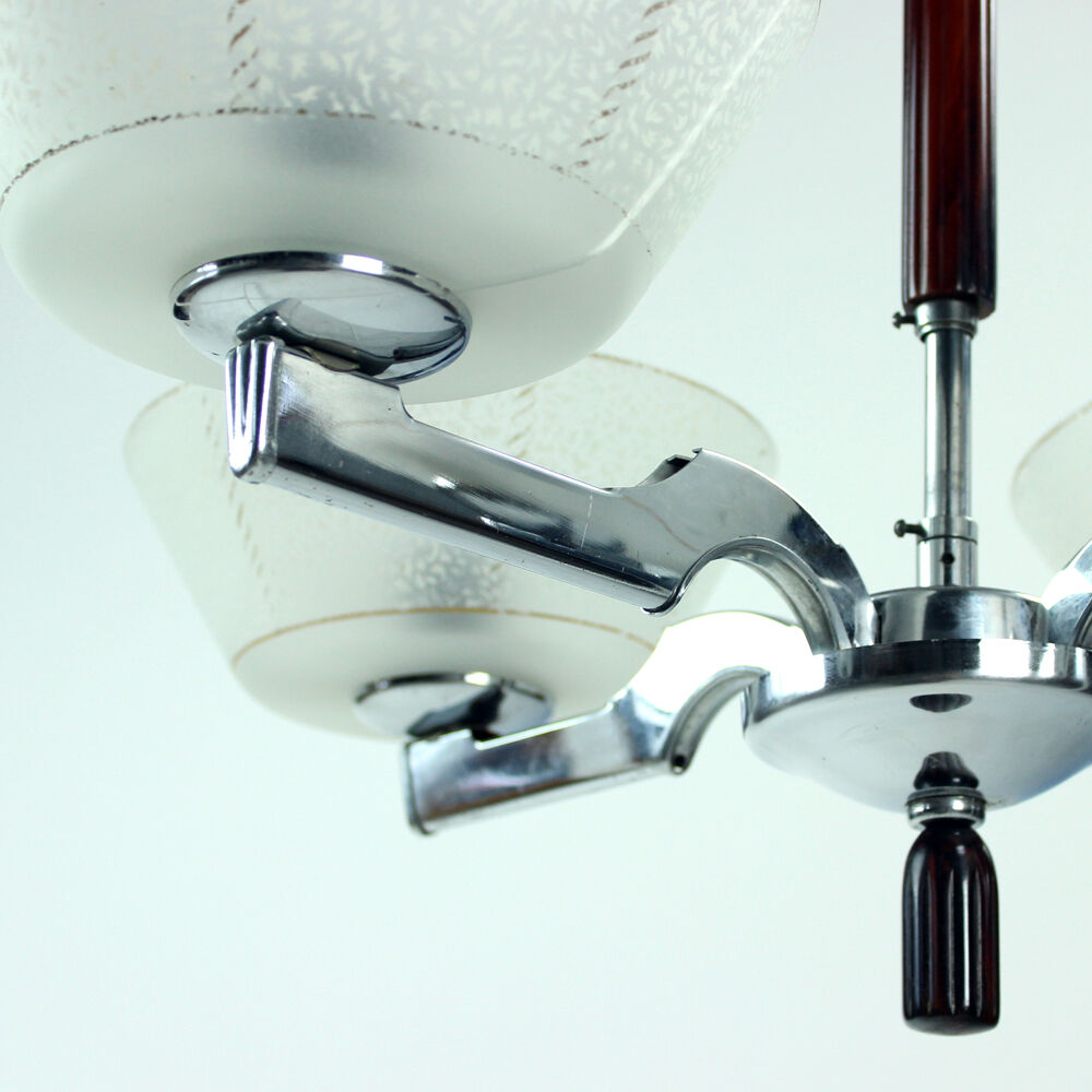 Art deco ceiling light in chrome, Czechoslovakia circa 1940s