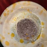 Speckled glass cup signed